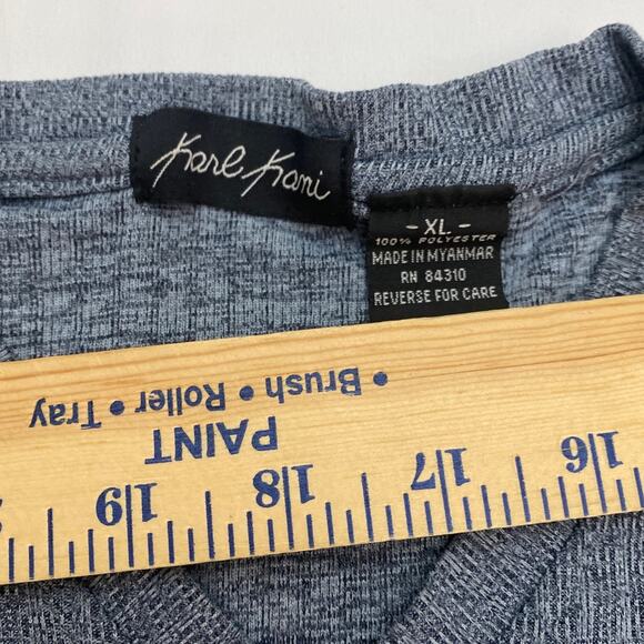 Vintage KARL KANI Soft T-shirt Gray V Neck Rap Tee Size XL  Embroidered 90s Logo - Picture 10 of 11